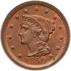 1850 N-13 R3+ PCGS graded MS64 Brown