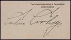 Coolidge, Calvin - Rare Vice-President's Chambers Card Signed