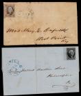 1847 5c Red Brown & 10c Black Single Frankings, Nashville TN Usage, 2 Covers