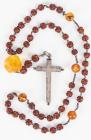 Gothic, Handcrafted, Vintage Sterling Silver Cross Pendant, Amber Carved Skull and Copal Resin Bead Necklace.