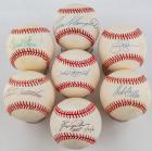 Seven (7) Hall of Famers Signed Baseballs: Rizzuto, Slaughter, Palmer, Jenkins, Robinson, Feller & Mathews