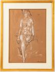 Davies, Arthur B. -- <i>Kneeling Nude</i> Important Early American Modernist