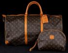 Authentic, Vintage Pre-Owned Louis Vuitton Brown Canvas and Leather Bag, Duffel Bag, and Toiletry Pouch