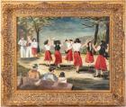 Doane, Anne -- The Picnic, c. 1930: Exuberant, Playful and Colorful Original Oil