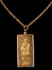 Terrific Hang Seng Bank, 1 Tael, 24K Yellow Gold Bullion Bar Pendant on 18K Yellow Gold Rope Chain