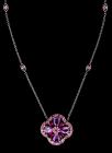 Young Lady's 14K White Gold, Amethyst and Pink Sapphire Floral Pendant Necklace