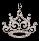 Sparkling 18K White Gold and Diamond Crown Shaped Pendant