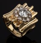 14 Karat Yellow Gold Lady's Ring With Center Round Brilliant Cut Diamond