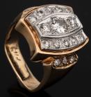 14 Karat Yellow Gold Lady's Ring With 23 Old European Cut Diamonds