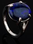 14 Karat White Gold Ring With Unpolished Blue Opal