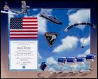 X-38 Vehicle Patch and US Flag Flown Aboard The Test Rescue Vehicle in March, 1999 on Photo Presentation