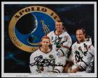 Apollo 14: Crew Signed Litho, Shepard, Mitchell and Roosa Official Portrait in White Spacesuits