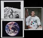 Apollo 17: Harrison Schmitt, Three Signed NASA Photos Including Schmitt Litho in White Space Suit