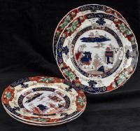 4 Imari Style (Chinoiserie), Early 19th Century, Masons Ironstone Plates, England