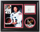 Outstanding Neil Armstrong Signature in Fine Presentation Including Color Photo, Mission Patch and Hair Strand Trading Card