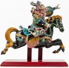 Beautiful Chinese Wucai Polychrome Ceramic Roof Tile Warrior