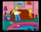 Vintage Original Hand Painted "The Simpsons" Production Cels, (3) Cels and Painted Background from 1992.