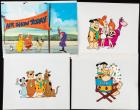 Hanna-Barbera " Dastardly & Muttley in Their Flying Machines" Production Cel and Five (5) "Flintstones" Handpainted Publicity Ce