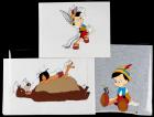 Three (3) Disney Animation Cels: Two of Pinocchio, and from The Jungle Book, Mowgli and Baloo