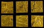 Apollo 11 Flown Thermal Mylar Film Coating "Kapton" Foil; Six (6) Mounted Samples on Acrylic Squares