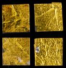 Apollo 11 Flown Thermal Mylar Film Coating "Kapton" Foil; Four (4) Mounted Samples on Acrylic Squares