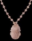 Hand Carved Rose Quartz Pendant Necklace