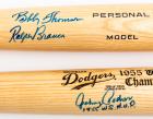 Brooklyn Dodgers Collection: 4 Signed Bats Podres, Branca, Thompson, Reese, Snider Plus World Series Heroes Poster 3x Signed - 2