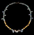 Beautiful Roman Crystal Beads, Separated by Turquoise Faience and 18K Gold Beads