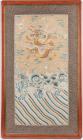 Gorgeous, Qing Dynasty Silk Embroidery with Imperial Gold Five-Clawed Dragon