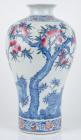 Yongzheng Marked Cobalt Meiping Vase with Added Colors for the Fruit and Leaves