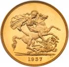 Great Britain. George VI (1936-52), gold Proof Five Pounds, 1937 - 2