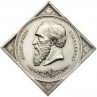 In Honor of Adam Mickiewicz and Jozef Ignacy Kraszewski, nd (ca. 1888?). Silver Medal. Diamond-shape, 31x31mm. 27.5g. - 2