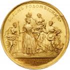 Medal. GOLD. 43 mm. 41.13 gm. By A. Schultz and L. Dmitriev. On the Coronation of Anna Ioanovna, 1730. - 2