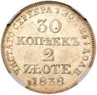 Kopecks/2 Zlote 1838 MW. Warsaw. - 2