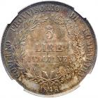 Italian States: Lombardy. 5 Lire, 1848-M NGC MS63 - 2