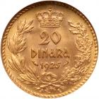 Yugoslavia. 20 Dinara, 1925 NGC MS65 - 2