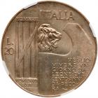 Italy. 20 Lire, 1928-R NGC MS63 - 2