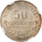 Italy. 50 Centesimi, 1863-N BN NGC MS65 - 2