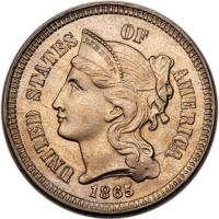 1865 Nickel 3C NGC MS63