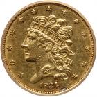 1834 $5 Classic Head. Plain 4 PCGS AU50