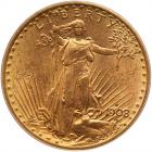 1908-D $20 St. Gaudens. No Motto PCGS MS63