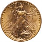 1908-D $20 St. Gaudens. Motto PCGS MS62