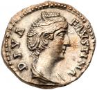 Diva Faustina I. Silver Denarius (3.33 g), died AD 140/1 Superb EF