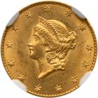 1849 $1 Gold Liberty. Open Wreath NGC MS62