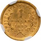 1849 $1 Gold Liberty. Open Wreath NGC MS62 - 2