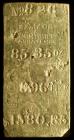 Kellogg & Humbert Assayers gold bar. 896 Fine, 85.35 oz, $1580.85, Bar No. 826