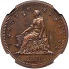 1870 Pattern Quarter Dollar. Copper, reeded edge. Judd-878. Pollock-975. Low Rarity 7