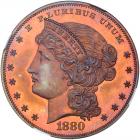 1880 Pattern Metric Dollar. Copper, reeded edge. Judd-1646. Pollock-1846. Low Rarity 6