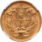 1854 $3 Gold NGC Unc Details - 2