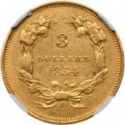 1854-O $3 Gold NGC AU55 - 2